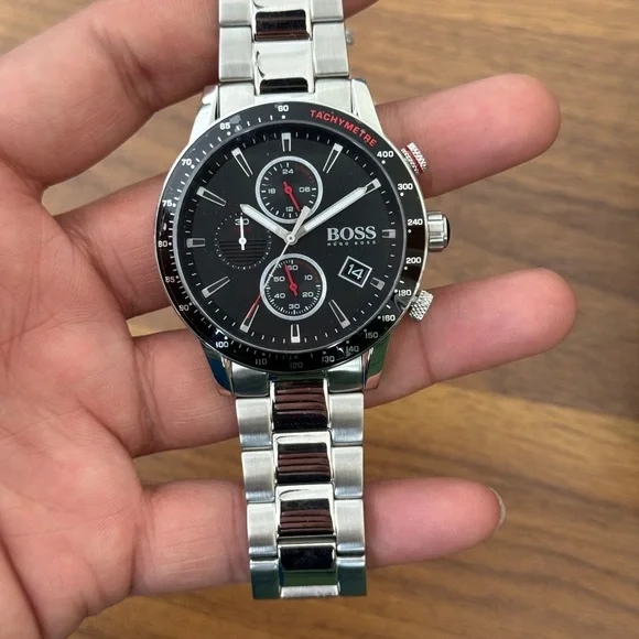 Hugo Boss Allure Chronograph Black Dial Stainless Steel Bracelet Watch | 44mm - Picture 2 of 13